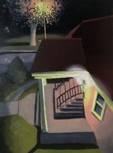 A CLEAN WELL-LIGHTED PLACE / Greg Moon / Oil on Panel / 16 x 12 (uf) / 22 x 18 (f) / $1,250