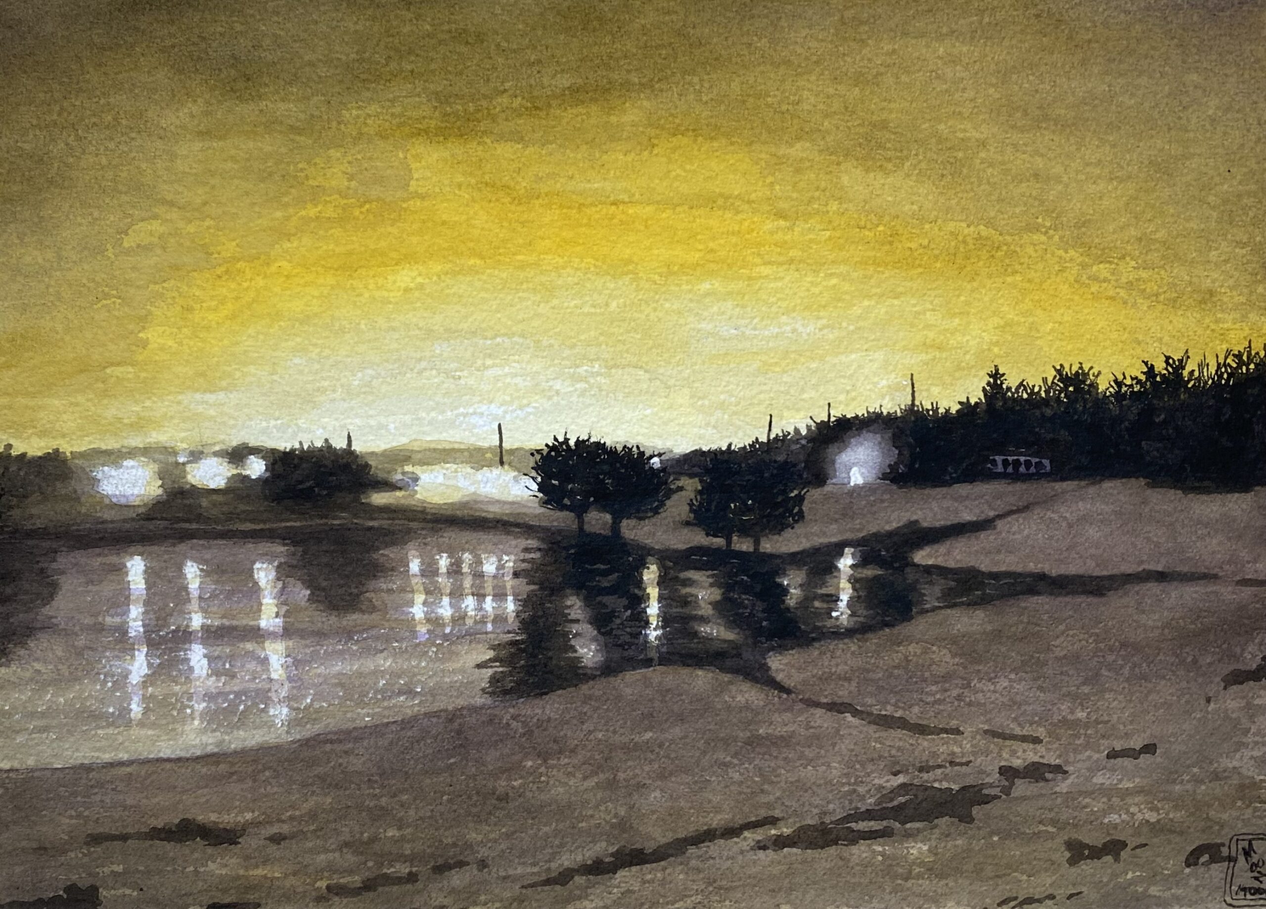 LAKESIDE 3 / watercolor /11 x 14" (uf) / 22 x 26" (f) /$ 985