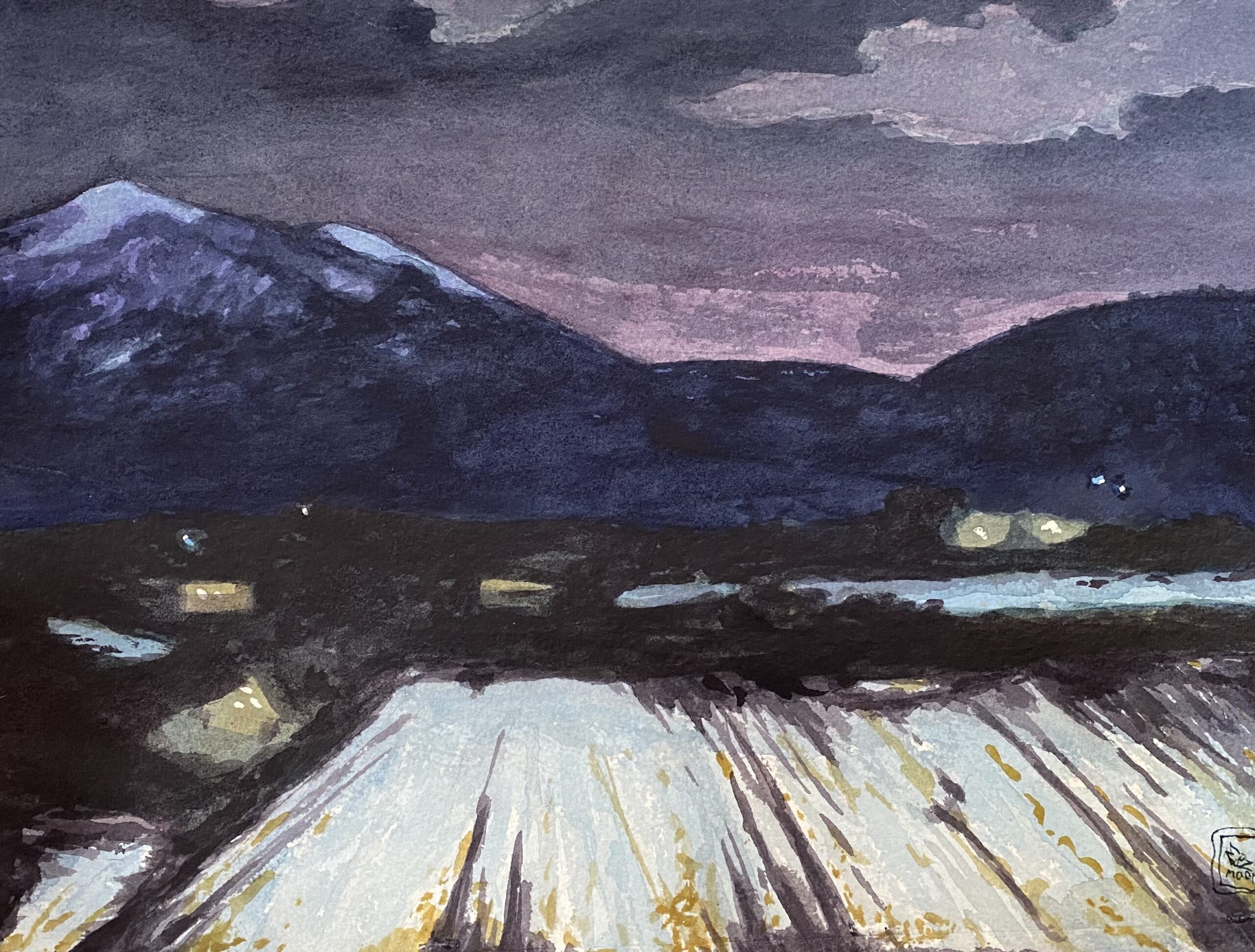 VIEW FROM CUCHILLA / watercolor /11 x 14" (uf) / 22 x 26" (f0 /$ 985