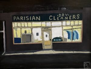 A CLEAN WELL-LIGHTED PLACE / Greg Moon / Oil on Panel / 12 x 16 (uf) / 18 x 22 (f) / $1,250